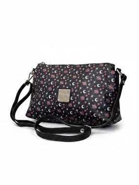 Valentina Black Crossbody Bag with Pink Heart & Moon Print NWT